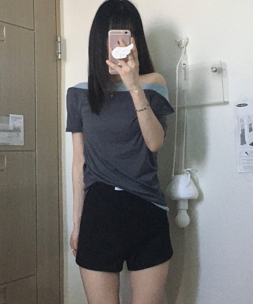 시스루 더블 레이어드 핀턱 슬림핏 반팔 슬리브 티셔츠_3COLOR