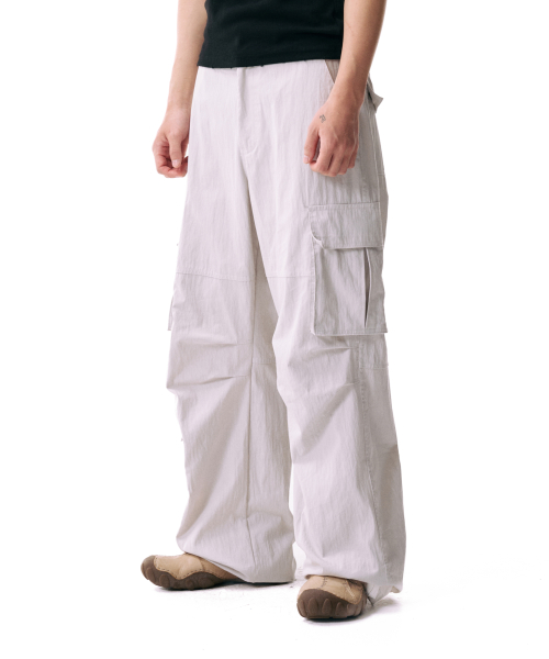 Textured Side Pocket Cargo Pants (Light Gray)