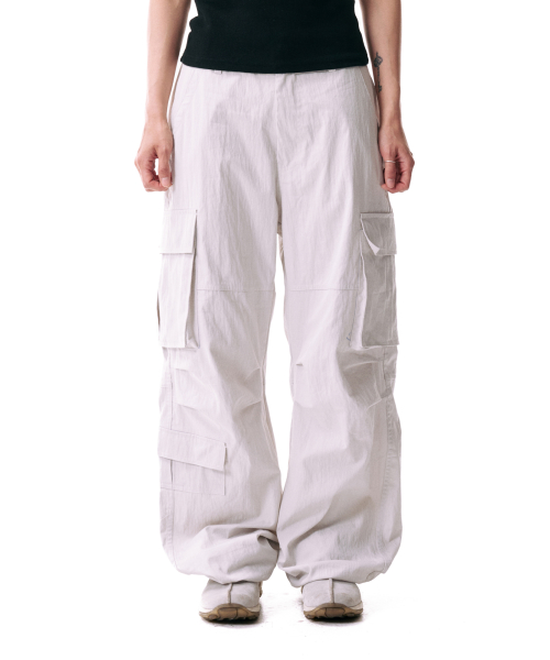 Textured Side Pocket Cargo Pants (Light Gray)