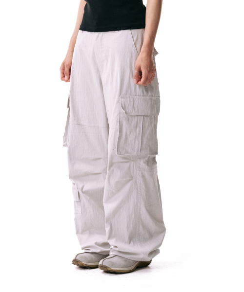 Textured Side Pocket Cargo Pants (Light Gray)