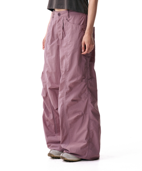 98 Printed Knee Pin-tuck Nylon Pants (Dusty Pink)