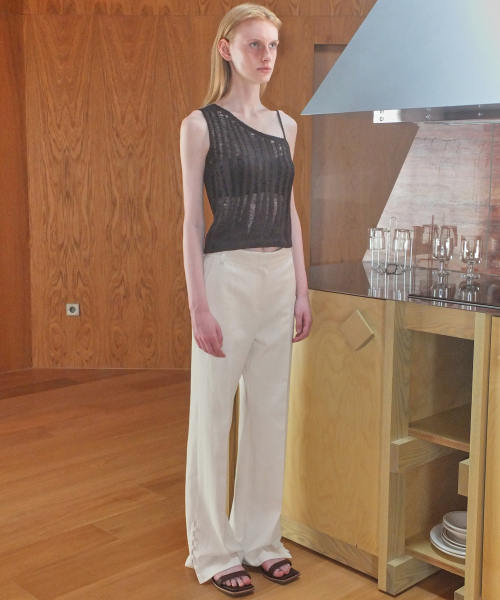 BUTTON SIDE SLIT PANTS - IVORY