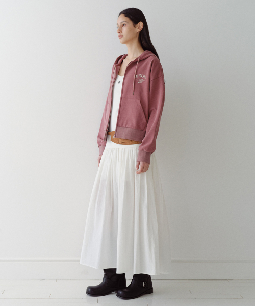 COTTON SHIRRING MAXI DRESS - WHITE