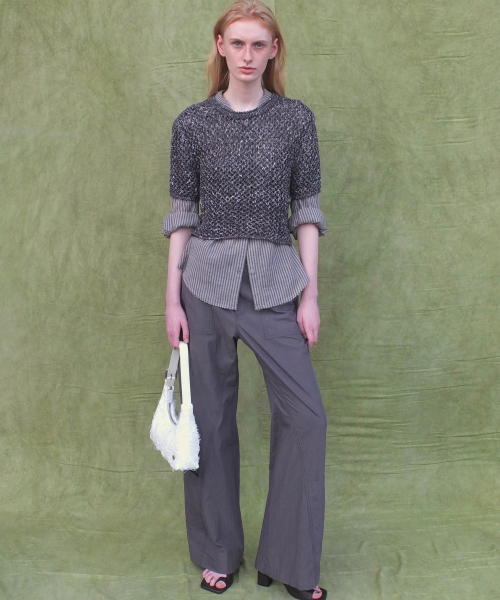 SCOTCH CROP HALF KNIT - DARK GREY
