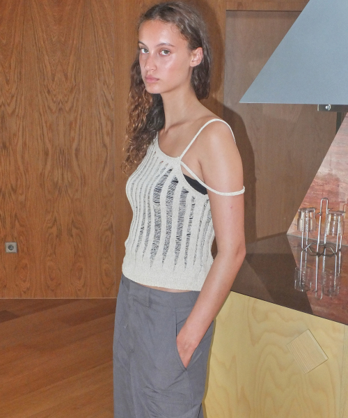 LAYERED TANK KNIT TOP - BEIGE