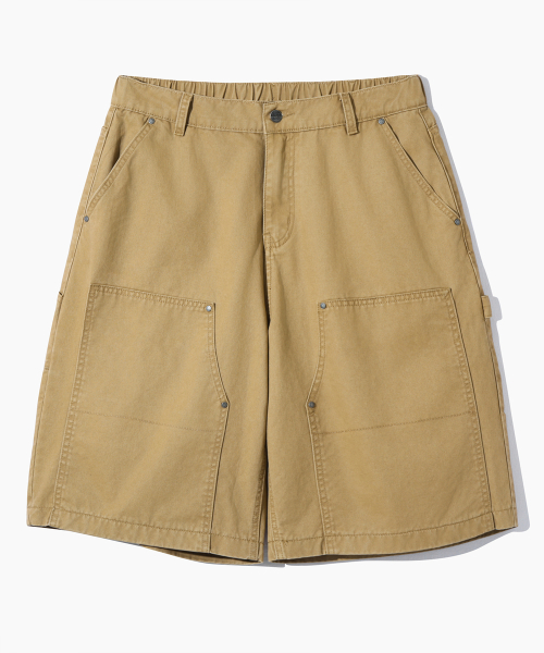 DOUBLE KNEE WORK HALF PANTS_BEIGE