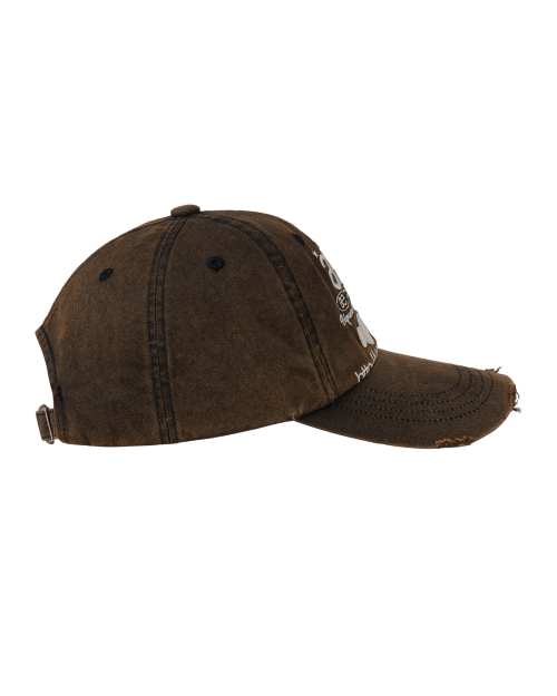 WEB LOGO DAMAGED CAP [DARK BROWN]