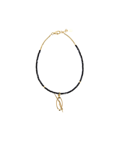 Black Spinel Logo Bracelet - Gold