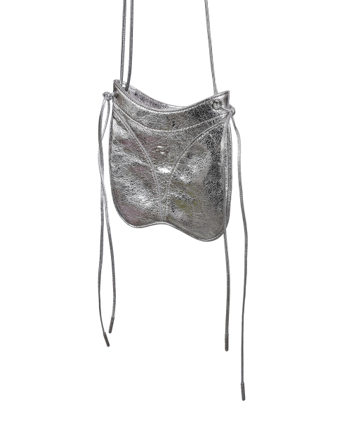 Thong leather mini bag - Silver
