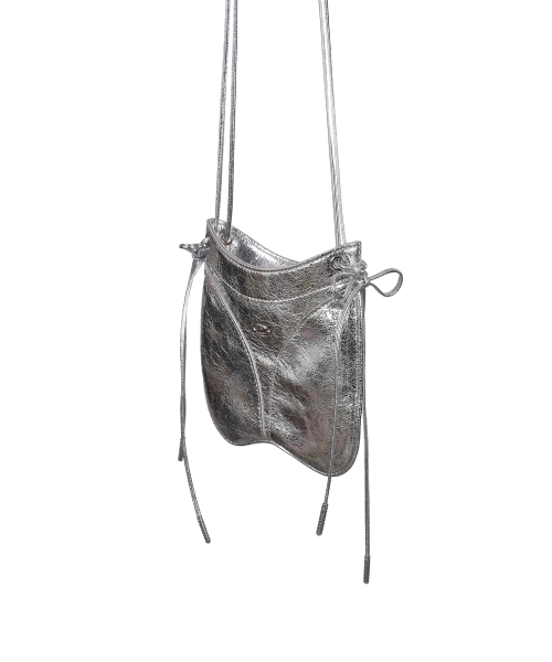 Thong leather mini bag - Silver