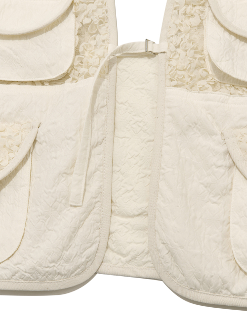 GG LACE CARGO VEST (IVORY)
