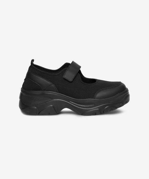 LOMITA Platform Velcro Mary Jane Shoes Black OZSQGA104B