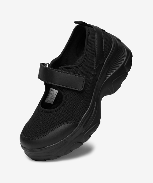 LOMITA Platform Velcro Mary Jane Shoes Black OZSQGA104B