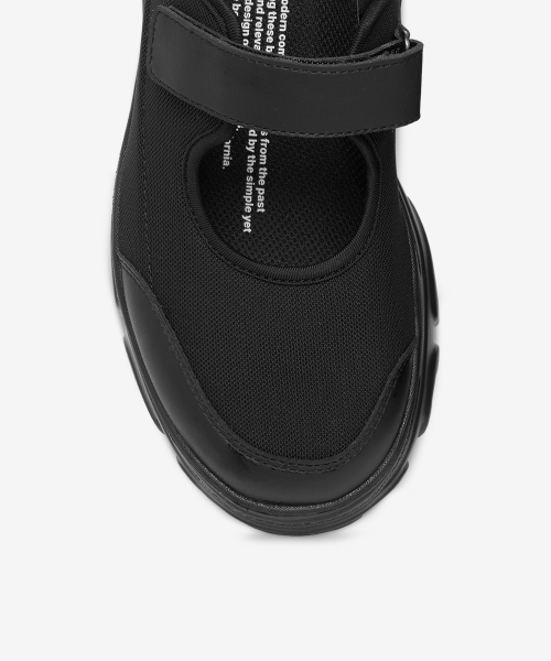 LOMITA Platform Velcro Mary Jane Shoes Black OZSQGA104B