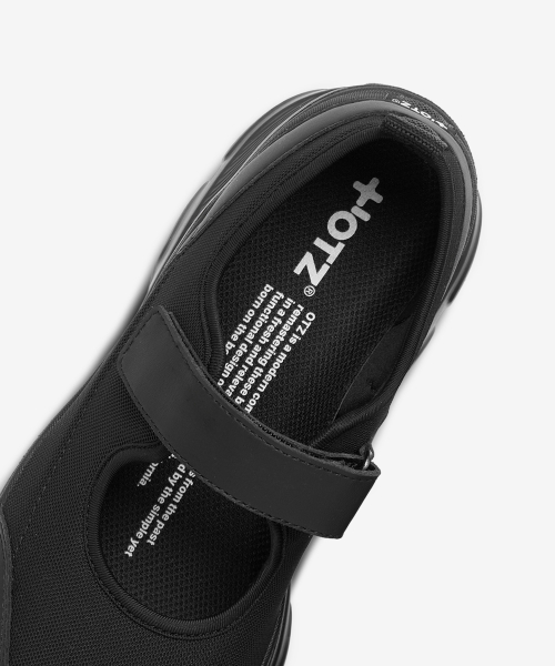 LOMITA Platform Velcro Mary Jane Shoes Black OZSQGA104B