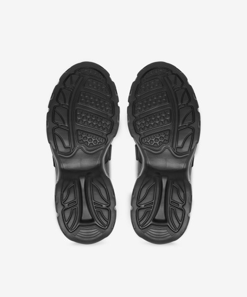 LOMITA Platform Velcro Mary Jane Shoes Black OZSQGA104B