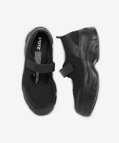 LOMITA Platform Velcro Mary Jane Shoes Black OZSQGA104B