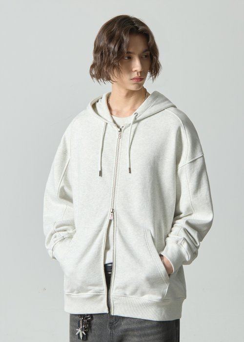 ASI FOUR-SEASON ESSENTIAL SWEAT HOODED ZIP-UP_WHITE MELANGE
