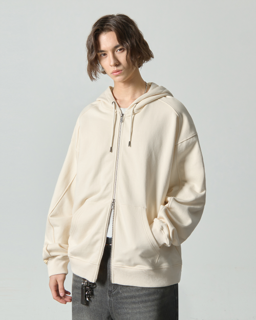 ASI FOUR-SEASON ESSENTIAL SWEAT HOODED ZIP-UP_OATMEAL