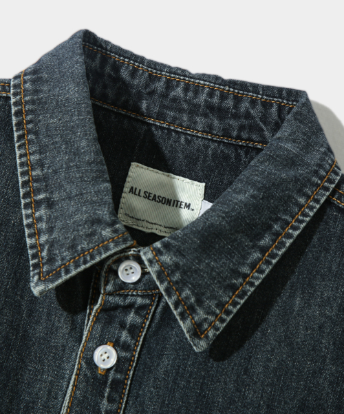 ASI ESSENTIAL BIO WASHING DENIM SHIRT_INDIGO GRAY