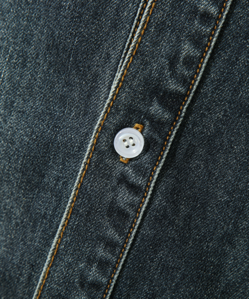 ASI ESSENTIAL BIO WASHING DENIM SHIRT_INDIGO GRAY