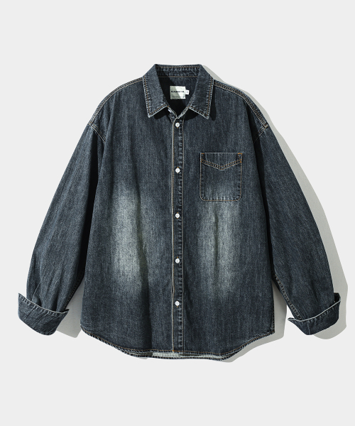 ASI ESSENTIAL BIO WASHING DENIM SHIRT_INDIGO GRAY
