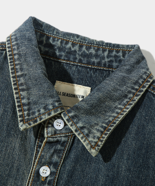 ASI ESSENTIAL BIO WASHING DENIM SHIRT_DUST INDIGO