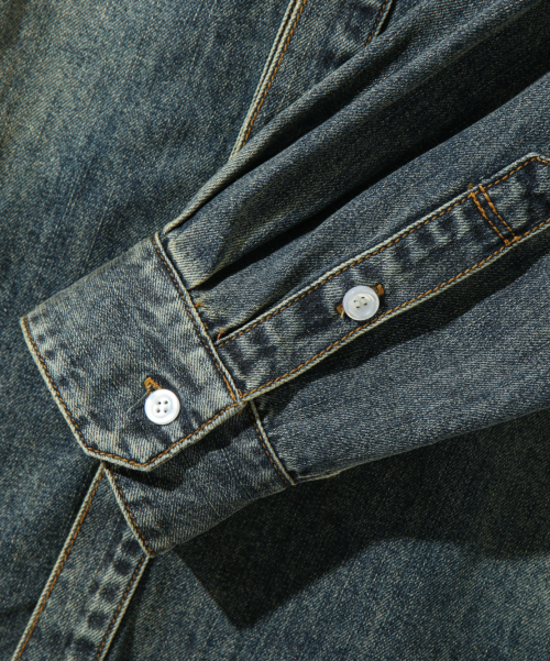 ASI ESSENTIAL BIO WASHING DENIM SHIRT_DUST INDIGO