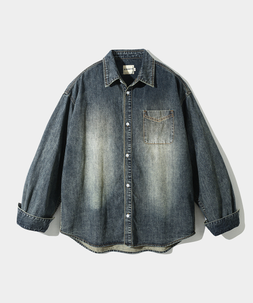 ASI ESSENTIAL BIO WASHING DENIM SHIRT_DUST INDIGO