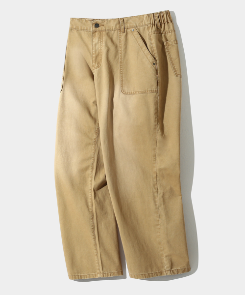 ESSENTIAL FADE WASHING FATIGUE PANTS_BEIGE