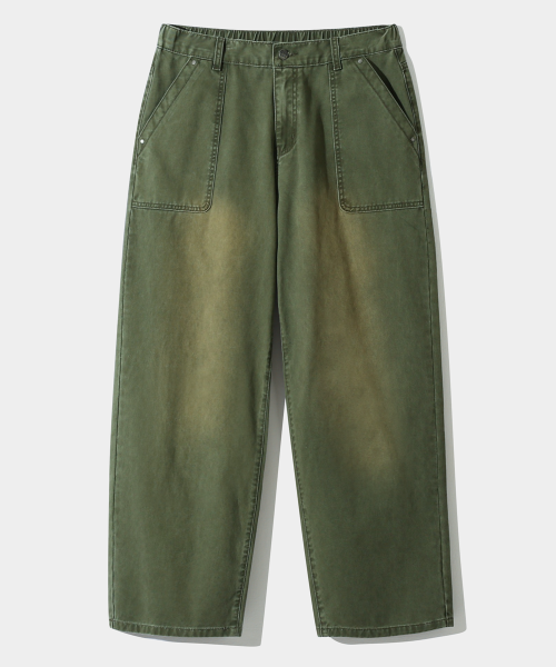ESSENTIAL FADE WASHING FATIGUE PANTS_OLIVE