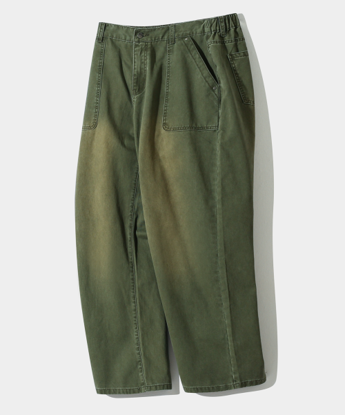 ESSENTIAL FADE WASHING FATIGUE PANTS_OLIVE