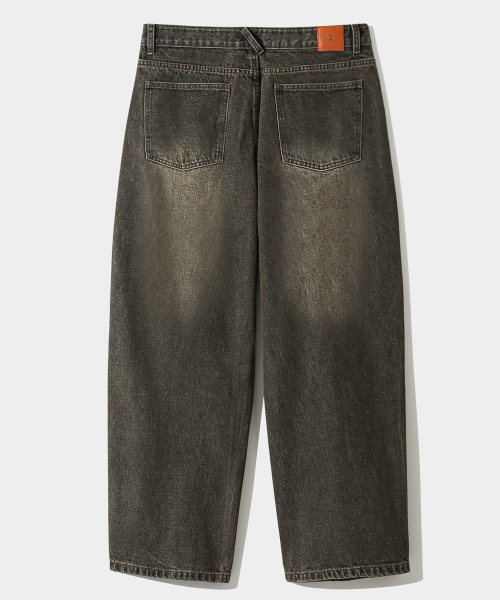 ASI ESSENTIAL ONE-TUCK WIDE DENIM PANTS_DUST BLACK