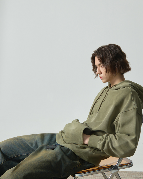 ASI FOUR-SEASON ESSENTIAL SWEAT HOODED T-SHIRT_PIGMENT OLIVE