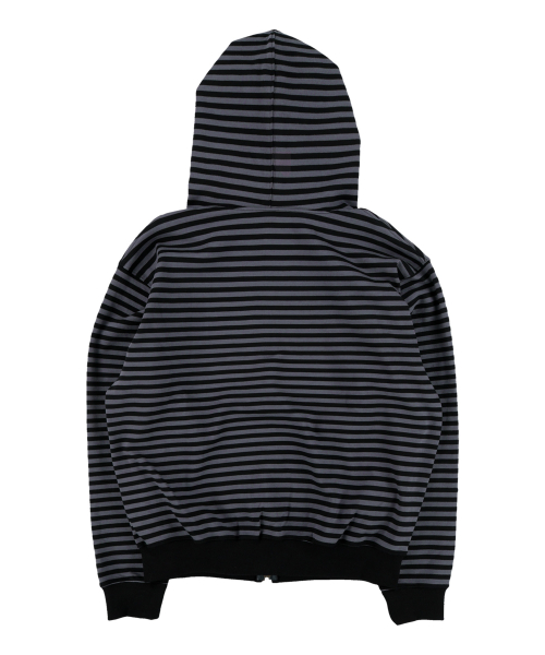 TCM stripe hooded zip-up (charcoal/black)