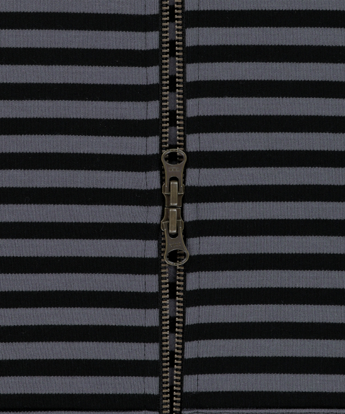 TCM stripe hooded zip-up (charcoal/black)