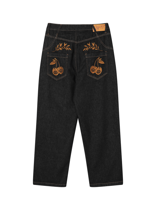 CHERRY BELL DENIM PANTS BLACK WASHED