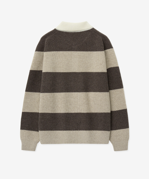 Oversized Rugby Polo Knit Top (Brown) TNSW5F116W2