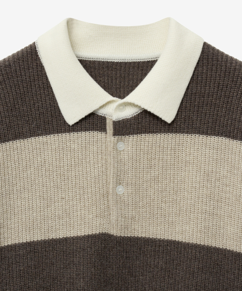 Oversized Rugby Polo Knit Top (Brown) TNSW5F116W2
