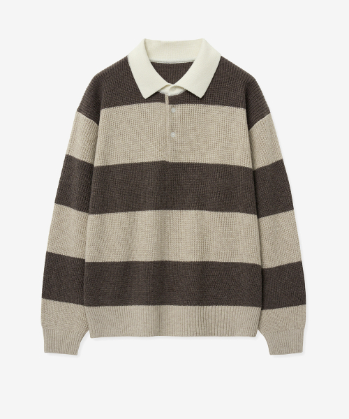 Oversized Rugby Polo Knit Top (Brown) TNSW5F116W2