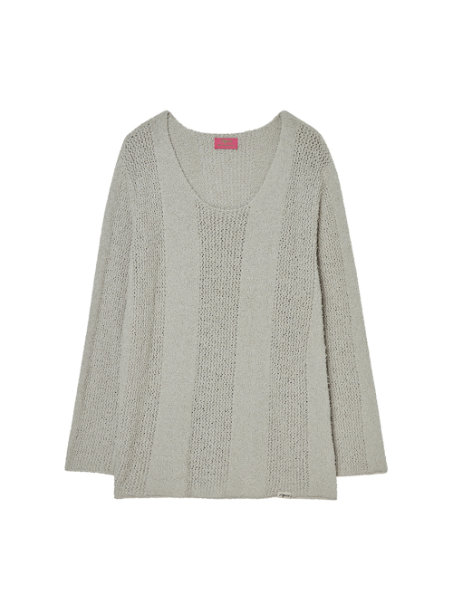 U-NECK SHEER KNIT LIGHT GRAY
