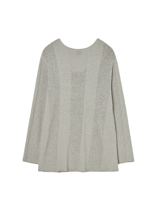 U-NECK SHEER KNIT LIGHT GRAY