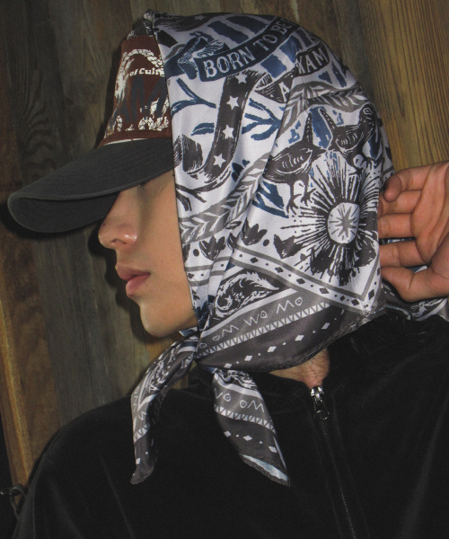Western Eagle Printed Scarf (Sky Blue)