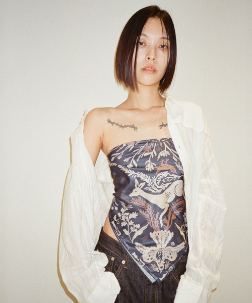 Western Forest Printed Scarf (Navy)