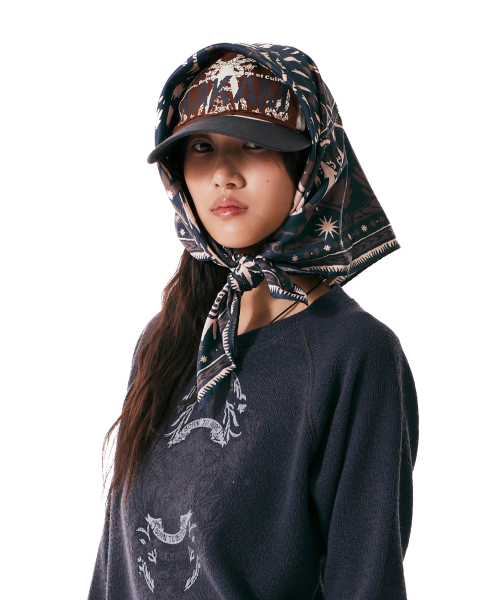 Western Sun Printed Scarf (Blue Green)