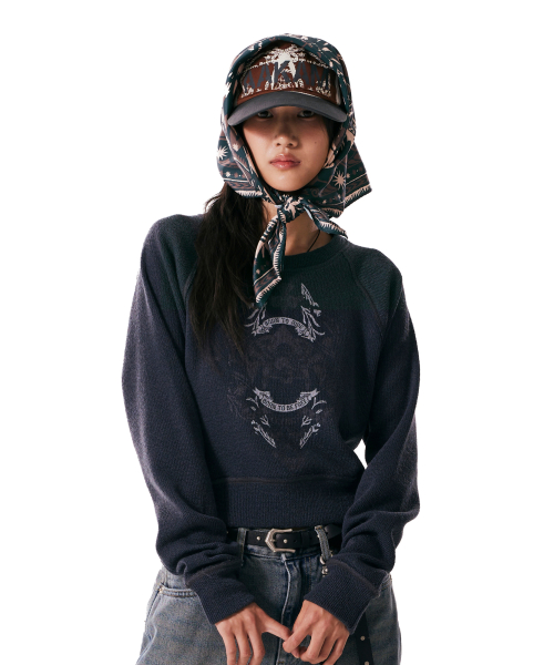 Western Sun Printed Scarf (Blue Green)