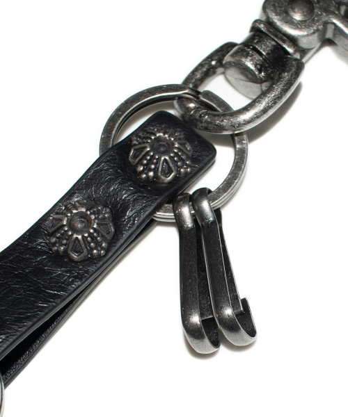 Studded Leather Keyring (Square)