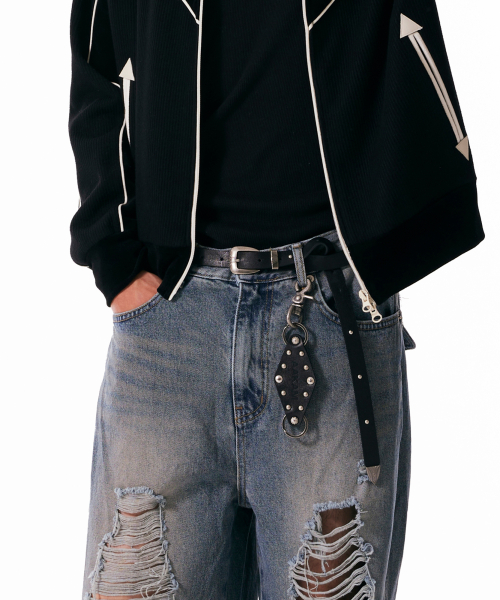 Studded Leather Keyring (Diamond)