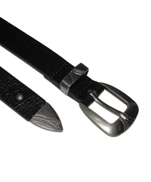 Western Studded Leather Belt (Black)
