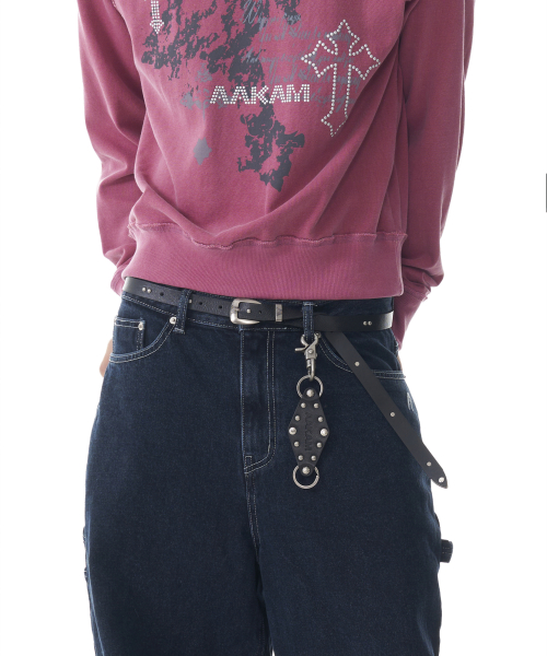Western Studded Leather Belt (Black)